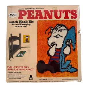 Vtg Peanuts Linus Security Blanket Latch Hook Rug Kit Malina 20x27 Style 26-6